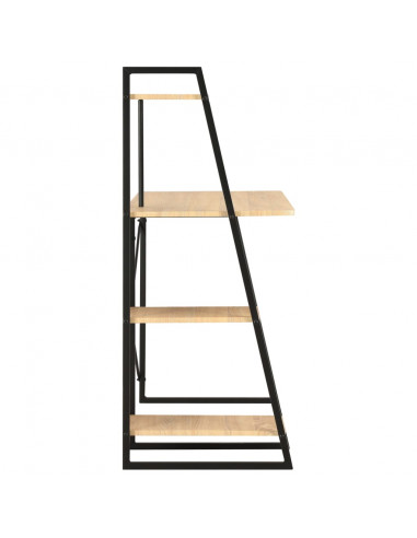 Scrivania con Mensole Nera e Rovere 102x50x117 cm