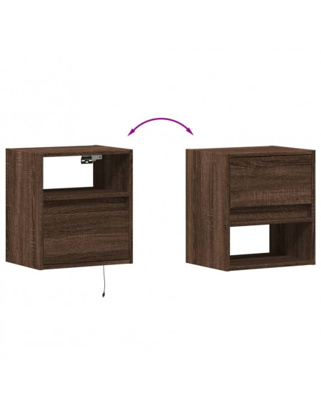 Mobili TV a Parete con Luci LED 2pz Rovere Marrone 41x31x45 cm