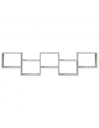 Mensola a Cubo da Parete 5 Scomparti Truciolato Grigio Cemento