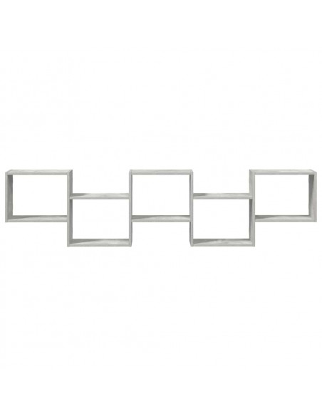 Mensola a Cubo da Parete 5 Scomparti Truciolato Grigio Cemento