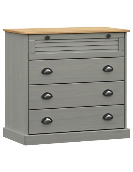 Credenza VIGO Grigia 80x40x176 cm in Legno Massello di Pino