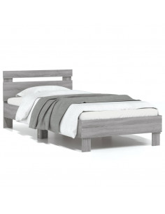 Giroletto con Testiera Grigio Sonoma 75x190cm Legno Multistrato 2