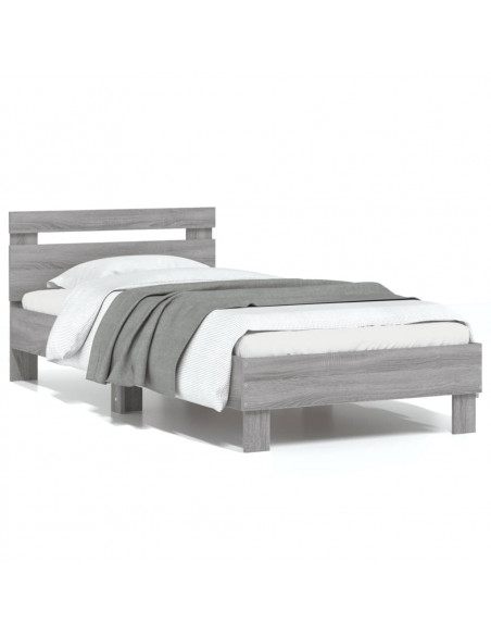 Giroletto con Testiera Grigio Sonoma 75x190cm Legno Multistrato