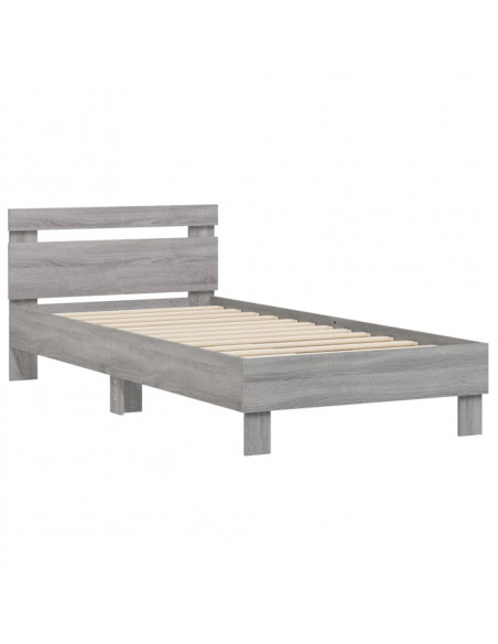 Giroletto con Testiera Grigio Sonoma 75x190cm Legno Multistrato