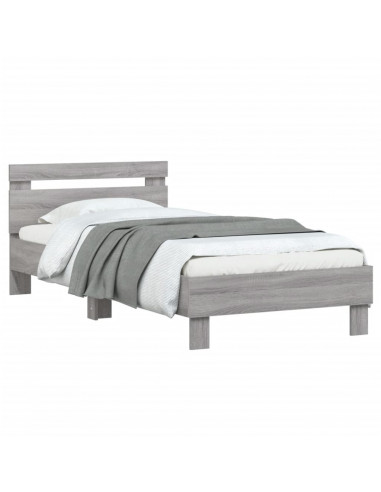 Giroletto con Testiera Grigio Sonoma 75x190cm Legno Multistrato