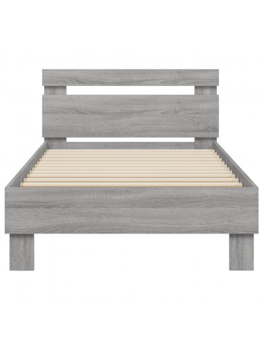 Giroletto con Testiera Grigio Sonoma 75x190cm Legno Multistrato