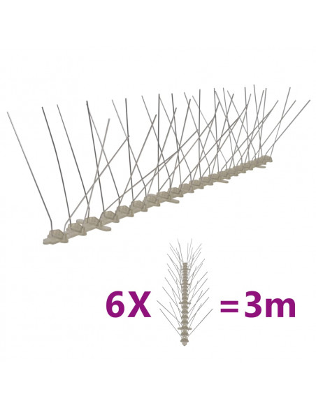 Set Dissuasori per Uccelli e Piccioni 6 pz 4 File 3 m