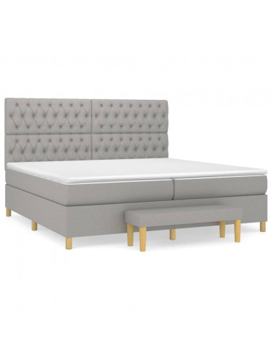 Giroletto a Molle con Materasso Grigio Chiaro 200x200cm Tessuto