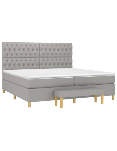 Giroletto a Molle con Materasso Grigio Chiaro 200x200cm Tessuto