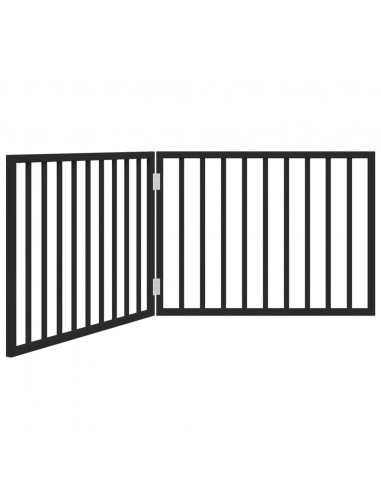 Cancello per Cani Pieghevole 2 Pannelli Nero 160cm Legno Pioppo
