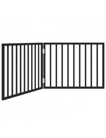 Cancello per Cani Pieghevole 2 Pannelli Nero 160cm Legno Pioppo