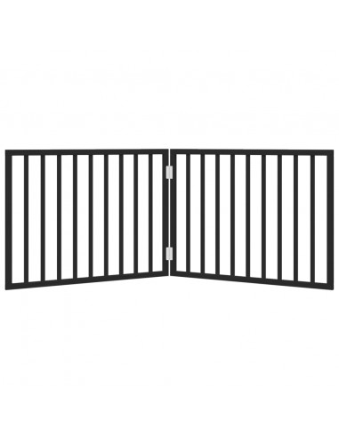 Cancello per Cani Pieghevole 2 Pannelli Nero 160cm Legno Pioppo