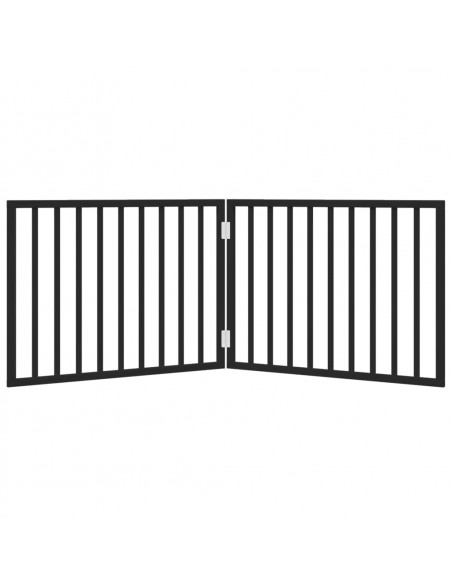 Cancello per Cani Pieghevole 2 Pannelli Nero 160cm Legno Pioppo