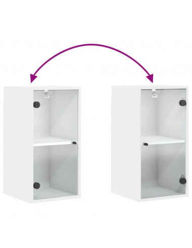 Mobile a Muro con Ante in Vetro Bianco 35x37x68,5 cm