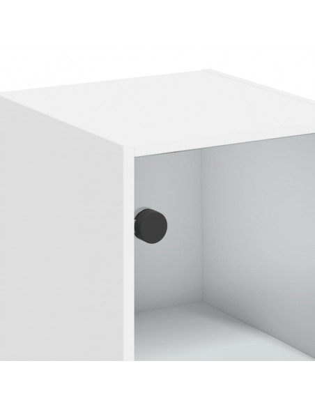 Mobile a Muro con Ante in Vetro Bianco 35x37x68,5 cm