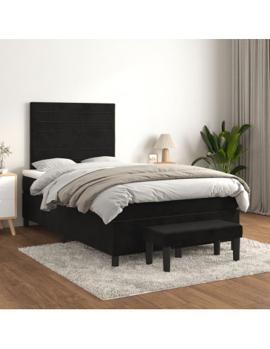 Giroletto a Molle con Materasso Nero 120x190 cm in Velluto