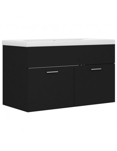 Mobile da Bagno con Lavabo Integrato Nero in Truciolato