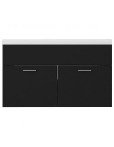 Mobile da Bagno con Lavabo Integrato Nero in Truciolato