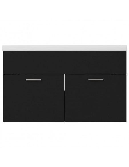 Mobile da Bagno con Lavabo Integrato Nero in Truciolato