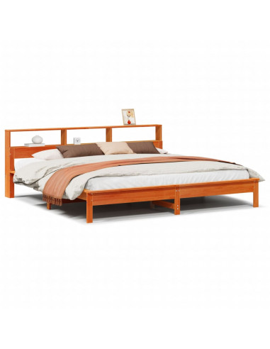 Letto senza Materasso Marrone Cera 200x200 cm in Legno di Pino