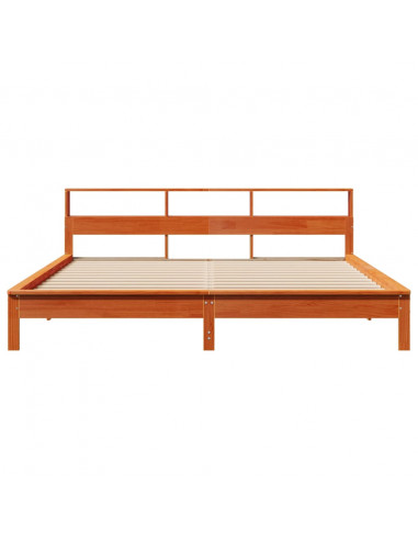 Letto senza Materasso Marrone Cera 200x200 cm in Legno di Pino