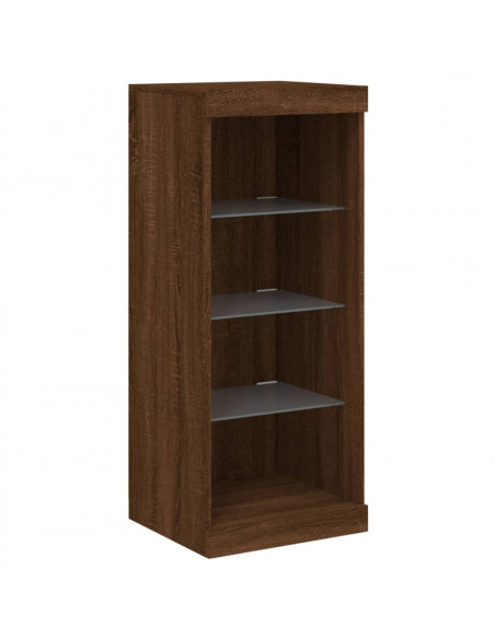 Credenze con Luci LED 3 pz Rovere Marrone in Legno Multistrato