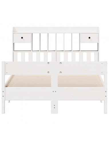 Letto Libreria senza Materasso Bianco 140x200 cm Legno di Pino