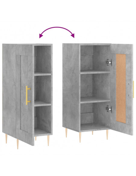 Credenza Grigio Cemento 34,5x34x90 cm in Legno Multistrato