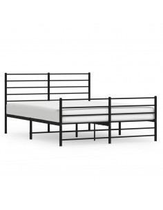 Giroletto con Testiera e Pediera Metallo Nero 140x190 cm 2