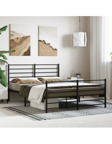 Giroletto con Testiera e Pediera Metallo Nero 140x190 cm