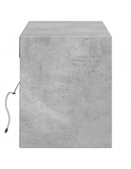 Mobile TV a Parete con Luci LED Grigio Cemento 140x31x38 cm