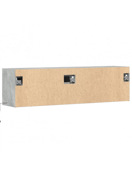 Mobile TV a Parete con Luci LED Grigio Cemento 140x31x38 cm