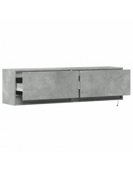 Mobile TV a Parete con Luci LED Grigio Cemento 140x31x38 cm