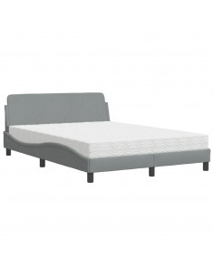 Letto con Materasso Grigio Chiaro 120x200cm Tessuto 2