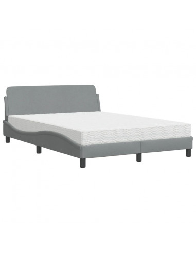 Letto con Materasso Grigio Chiaro 120x200cm Tessuto
