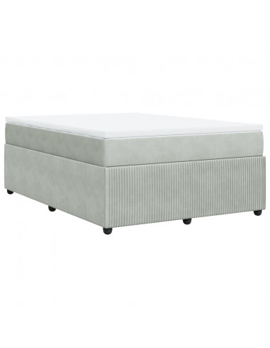 Giroletto a Molle con Materasso Grigio Chiaro 140x200cm Velluto