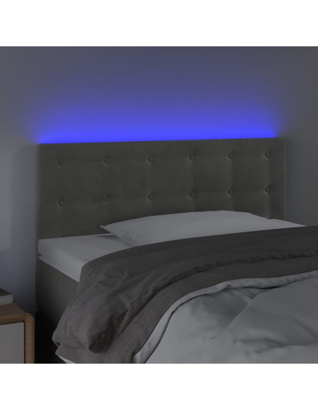 Testiera a LED Grigio Chiaro 90x5x78/88 cm in Velluto