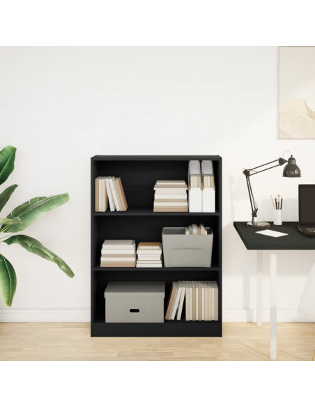 Libreria Nera 80x24x109 cm in Legno Multistrato