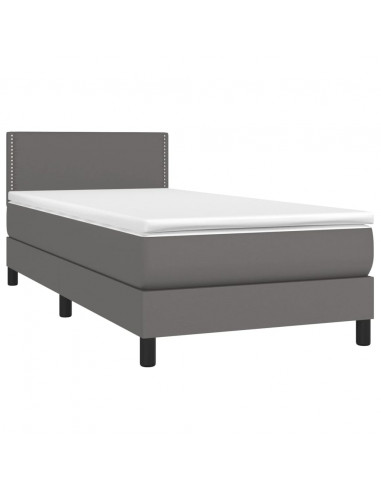 Giroletto a Molle con Materasso Grgio 90x200 cm in Similpelle