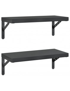 Mensole a Muro 2 pz 50x23,5 cm Nero in Acciaio Inossidabile 2
