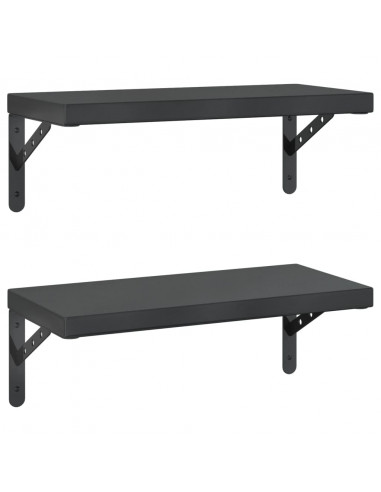 Mensole a Muro 2 pz 50x23,5 cm Nero in Acciaio Inossidabile