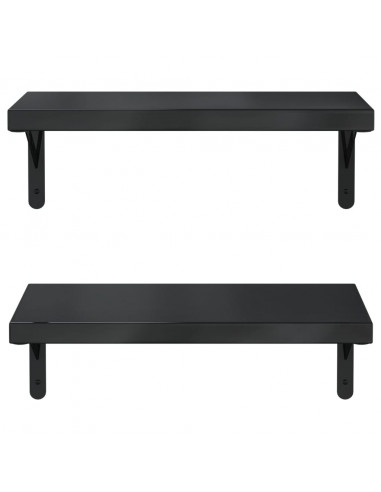 Mensole a Muro 2 pz 50x23,5 cm Nero in Acciaio Inossidabile