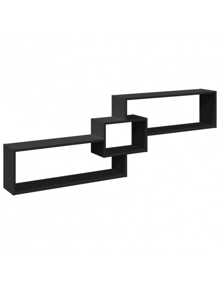 Mobile a Parete 158x18x53 cm Nero in Legno Multistrato