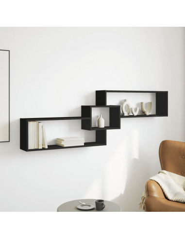Mobile a Parete 158x18x53 cm Nero in Legno Multistrato