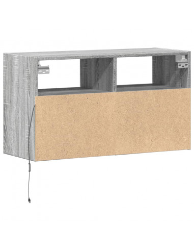 Mobile TV a Parete con Luci LED Grigio Sonoma 80x31x45 cm