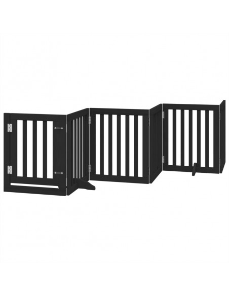 Cancello per Cani Porta Pieghevole Nero 6 Pannelli 300cm Pioppo