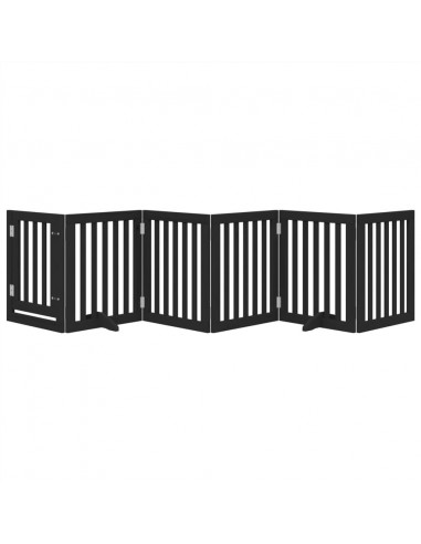 Cancello per Cani Porta Pieghevole Nero 6 Pannelli 300cm Pioppo