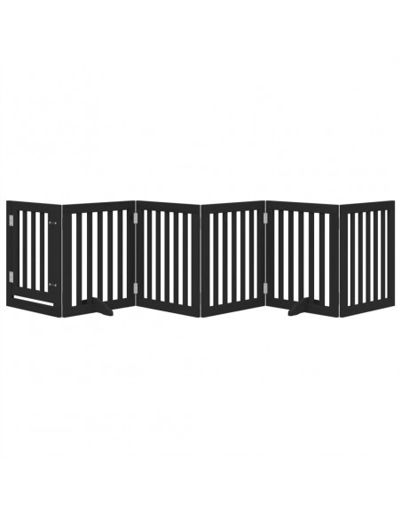 Cancello per Cani Porta Pieghevole Nero 6 Pannelli 300cm Pioppo