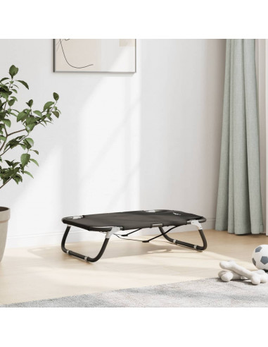 Lettino per Cani Pieghevole Tessuto Oxford Antracite e Acciaio