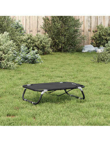 Lettino per Cani Pieghevole Tessuto Oxford Antracite e Acciaio